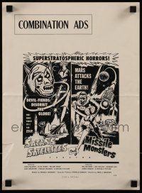 2m169 SATAN'S SATELLITES/MISSILE MONSTERS pressbook supplement '58 cool outer-space double feature!