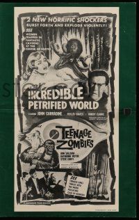 2m178 TEENAGE ZOMBIES/INCREDIBLE PETRIFIED WORLD pressbook '59 two horrific shockers!