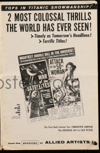 2m190 WAR OF THE SATELLITES/ATTACK OF THE 50 FT WOMAN pressbook '58 two most colossal thrills!