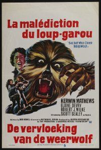 2p724 BOY WHO CRIED WEREWOLF Belgian '73 Kerwin Mathews, cool horror art of killer monster!