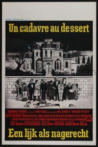 2p789 MURDER BY DEATH Belgian '76 great Addams art of cast by dead body & spooky house!