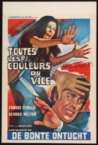 2p829 THEY'RE COMING TO GET YOU Belgian '72 different art of sexy terrified Edwige Fenech & Hilton