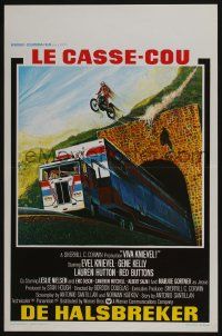 2p839 VIVA KNIEVEL Belgian '77 best artwork of the greatest daredevil jumping his motorcycle!