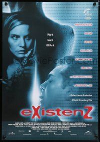 2p019 EXISTENZ Canadian 1sh '99 David Cronenberg, cool image of Jennifer Jason Leigh & Jude Law!
