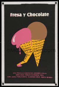 2p025 STRAWBERRY & CHOCOLATE Cuban '94 Spanish comedy, Jorge Perugorria, art of ice cream!