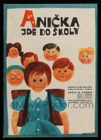 2p086 LITTLE ANN GOES TO SCHOOL Czech 11x16 '62 Anicka Jde Do Skoly, cool art by Jiri Hanzlik!