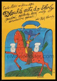 2p088 LONG RIDE TO SCHOOL Czech 12x17 '82 Duda art of cowboy on lunchbox!