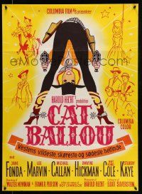 2p163 CAT BALLOU Danish '65 classic sexy cowgirl Jane Fonda, Lee Marvin, great artwork!