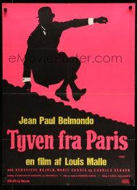 2p206 THIEF OF PARIS Danish '68 Louis Malle, Jean-Paul Belmondo, cool silhouette artwork!