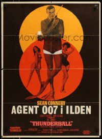 2p207 THUNDERBALL Danish '65 art of Sean Connery as secret agent James Bond 007!