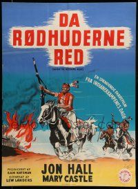 2p212 WHEN THE REDSKINS RODE Danish '52 Native American Jon Hall on horse holding rifle!