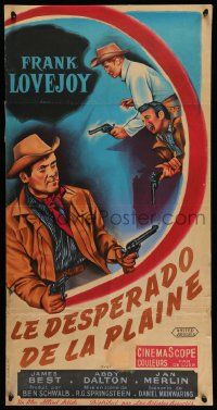2p110 COLE YOUNGER GUNFIGHTER French 16x31 '58 great art of cowboy Frank Lovejoy in action!