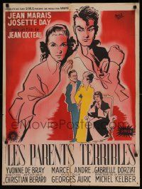 2p136 LES PARENTS TERRIBLES French 24x32 '48 Jean Cocteau's favorite, Jean Marais, Hurel artwork!