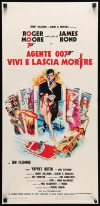 2p274 LIVE & LET DIE Italian locandina R70s completely different art of Roger Moore as James Bond!