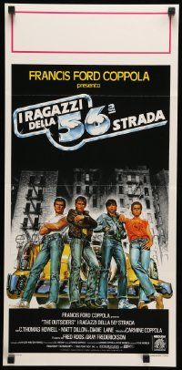 2p280 OUTSIDERS Italian locandina '83 different art of Howell, Dillon, Macchio, Swayze, top cast!