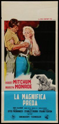 2p286 RIVER OF NO RETURN Italian locandina R67 different art of Mitchum & sexy Marilyn Monroe!