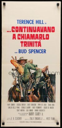 2p294 TRINITY IS STILL MY NAME Italian locandina '71 art of cowboy Terence Hill relaxing on horse!