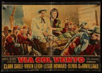 2p227 GONE WITH THE WIND linen Italian photobusta R60s Gable & Leigh on wagon by wounded soldiers!