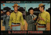 2p230 MAGNIFICENT STRANGER Italian photobusta '66 great different montage of Clint Eastwood!