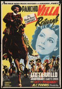 2p005 PANCHO VILLA RETURNS export Eng Mexican poster '50 Leo Carrillo as The Robin Hood of Mexico!