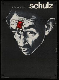2p364 SCHULZ exhibition Polish 26x37 '83 dark Bednarski artwork of man with stamp on forehead!