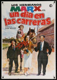 2p029 DAY AT THE RACES Spanish R82 great different cartoon art of the Marx Brothers, horse racing!