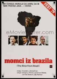 2p499 BOYS FROM BRAZIL Yugoslavian 19x27 '79 Peck is a Nazi on the run from Laurence Olivier!