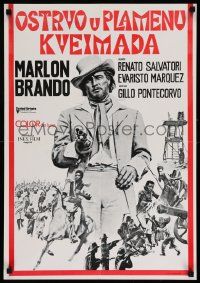 2p500 BURN Yugoslavian 19x27 '70 Marlon Brando profiteers from war, directed by Gillo Pontecorvo!