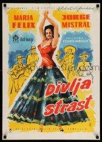 2p502 CAMELIA Yugoslavian 20x28 '58 wonderful full-length artwork of Maria Felix in the title role