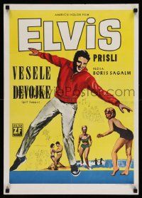 2p532 GIRL HAPPY Yugoslavian 20x28 '65 different art of dancing Elvis Presley, rock & roll!