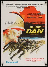 2p545 LONGEST DAY Yugoslavian 20x28 '62 Zanuck's World War II D-Day movie w/42 international stars