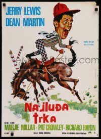 2p552 MONEY FROM HOME Yugoslavian 20x27 R70s different art of horse jockey Jerry Lewis!
