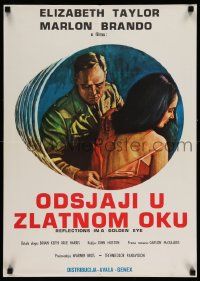 2p567 REFLECTIONS IN A GOLDEN EYE Yugoslavian 20x28 '67 Huston, Elizabeth Taylor & Marlon Brando!