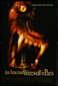 2r051 AMERICAN WEREWOLF IN PARIS DS 1sh '97 horror image of giant werewolf & Eiffel Tower!