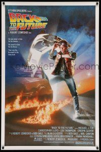 2r077 BACK TO THE FUTURE studio style 1sh '85 art of Michael J. Fox & Delorean by Drew Struzan!