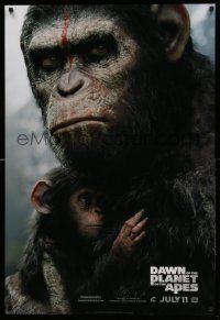 2r186 DAWN OF THE PLANET OF THE APES style B teaser DS 1sh '14 close-up of Caesar w/ his son!