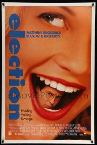 2r217 ELECTION DS 1sh '99 wild image of Matthew Broderick in Reese Witherspoon's mouth!