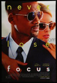 2r262 FOCUS advance DS 1sh '15 cool close up of Will Smith and Margot Robbie in sunglasses!