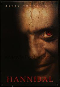 2r313 HANNIBAL teaser DS 1sh '00 creepy close up of red-eyed Anthony Hopkins as Dr. Lector!
