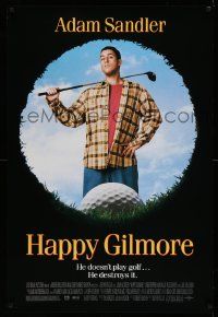 2r314 HAPPY GILMORE 1sh '96 image of Adam Sandler, he doesn't play, he destroys golf!