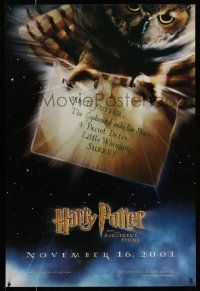 2r331 HARRY POTTER & THE PHILOSOPHER'S STONE teaser DS 1sh '01 Hedwig the owl carrying THE letter!