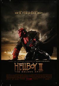 2r338 HELLBOY II: THE GOLDEN ARMY advance DS 1sh '08 Ron Perlman is the good guy!