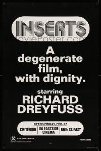 2r406 INSERTS style B teaser 1sh '76 x-rated Richard Dreyfuss, a degenerate film with dignity!