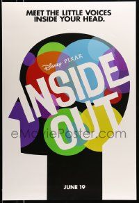 2r407 INSIDE OUT advance DS 1sh '15 Walt Disney, Pixar, meet the little voices inside your head!