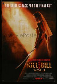 2r444 KILL BILL: VOL. 2 advance 1sh '04 bride Uma Thurman with katana, Quentin Tarantino!