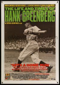 2r466 LIFE & TIMES OF HANK GREENBERG 1sh '99 Jewish baseball star, great image!
