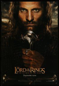 2r481 LORD OF THE RINGS: THE RETURN OF THE KING teaser DS 1sh '03 Mortensen as Aragorn!