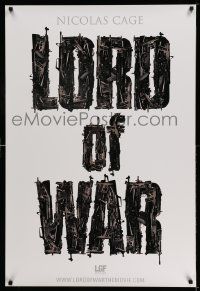 2r487 LORD OF WAR teaser DS 1sh '05 Nicolas Cage, cool gun title mosaic!