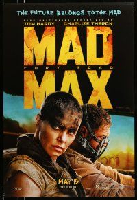 2r498 MAD MAX: FURY ROAD teaser DS 1sh '15 great cast image of Tom Hardy, Charlize Theron!