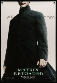 2r518 MATRIX RELOADED teaser DS 1sh '03 great image of Keanu Reeves as Neo!